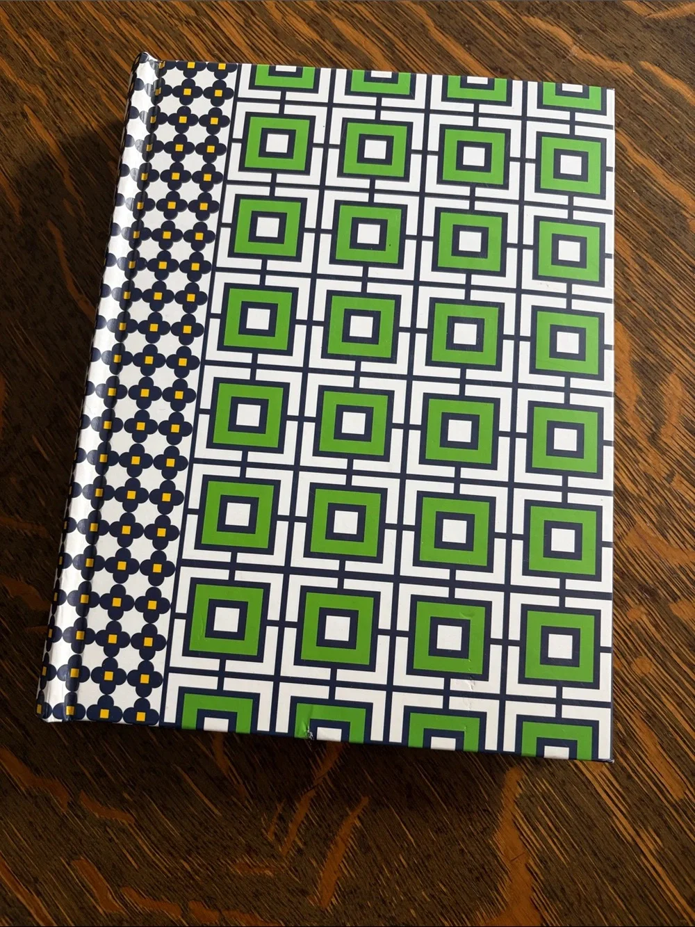 Jonathan Adler Geometric Pattern Hardcover photo album- Green & Navy